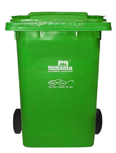 Image of Nilkamal Manual-Lift Garbage Waste Dustbin with Wheels (240 LTR, Green)