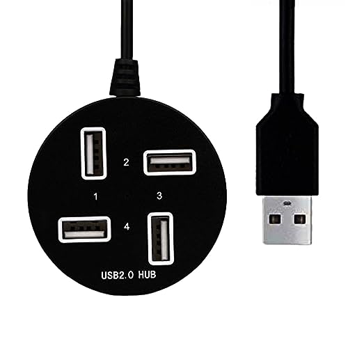 Image of XIKKART 4 Port USB hub, High Speed 4 Port USB 2.0 Multi HUB Splitter Expansion Round Shaped 4 Port USB 2.0 with Support Up to 1TB Multi Hub Adapter for Desktop PC