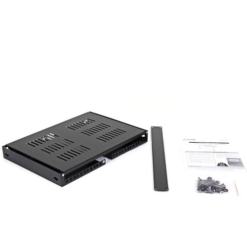 AEONS 4U Wall Mount Reinforced Bracket Network Rack Low Profile Vertical & Horizontal Mounting 19" Patch Panel Bracket for Shallow Server Switch IT Studio Equipment, Vented Top Shelf, Black - Thumbnail 2