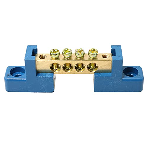Rlecs 2Pcs Terminal Bus Bar 4 Positions Terminal Block Brass Wire Screw Terminal Grounding Strip Bus Bar Block #TOP4