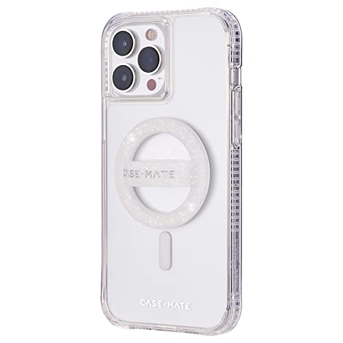 Case-Mate Magnetic Phone Grip MagSafe Loop Grip - Detachable Holder for Hand - Soft Collapsible MagSafe Grips for Back of Phone for iPhone 17 Pro Max/16 Pro Max/15/14/13/12/S25 Ultra - White Sparkle