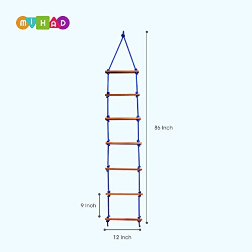 Ashish Rope Climbing Ladder Indoor/Outdoor for Kids - Ninja, Kid Ladder for 4 to 10 Years (Blue)