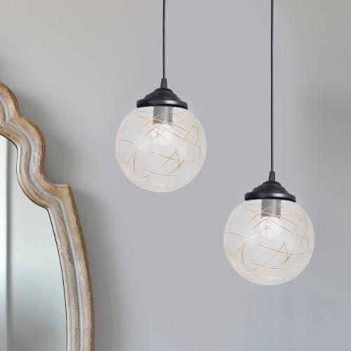 Image of UKCOCO Round Sphere Glass Globes for Light Fixtures Replacement Clear Bubble Glass Globe Lampshade Covers for Pendant Light Chandelier Wall Sconce 65-70mm Gold