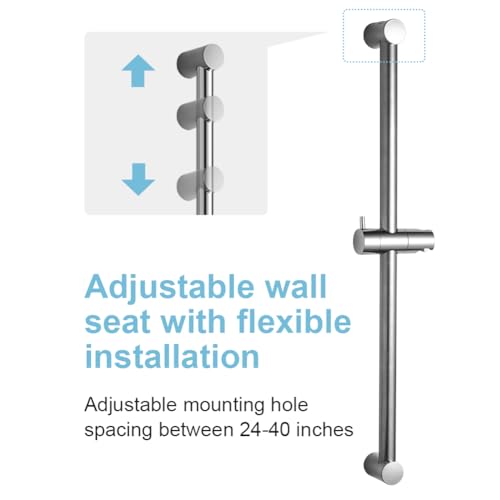 OFFO Shower Riser Rail, 82cm Segmented Wall Mounted Rail, Adjustable Distance 50-81cm With Handheld Head Holder Replacement, Chrome - Image 2