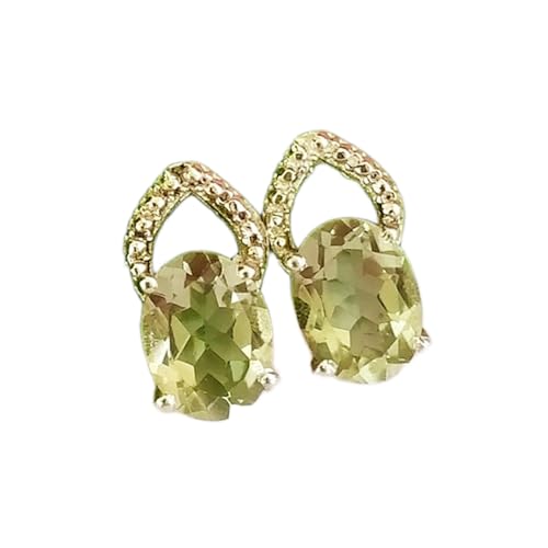 Améthyste verte boucles d'oreilles puces ovales argent 925 minimaliste femme LK_VSTD_0168