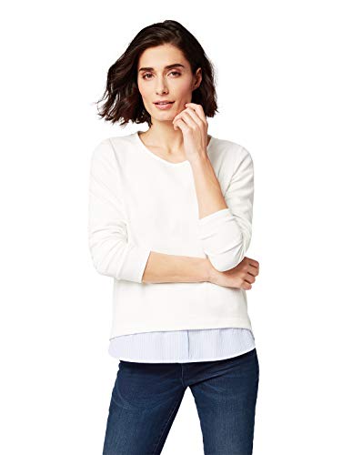 Preisvergleich Produktbild TOM TAILOR Damen 1008040 Sweatshirt, Elfenbein (Whisper White 10315), M