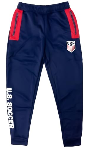 Icon Sports Officially Licensed Boy's U.S. Soccer Jogger Pants, USA Soccer Sweatpants Youth Sizes | Navy, Large