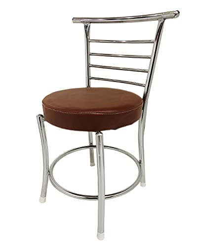 Image of SOMRAJ Chair Comfortable Multi Purpose Home Dining Restaurant Chair with a Leather Cushion Steel (Model) Heavy Duty (1, Brown Ring, Standard)