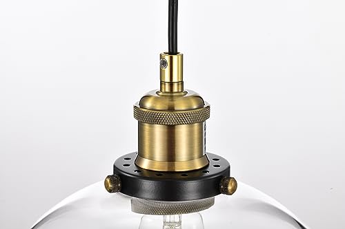Edvivi Mateo 1-Light Pendant Lights with Clear Glass Dome Shade, Black and Antique Brass Modern Farmhouse Ceiling Lighting, Adjustable Hanging Industrial Light Fixture for Kitchen, Dining, Bedroom by Edvivi - Used condition - Image 5