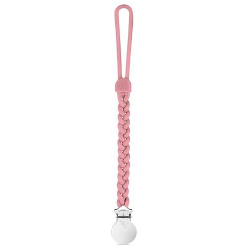 Image of Ryan & Rose Cutie Clip Braiden Pacifier Clip - Braided Silicone (Rose)