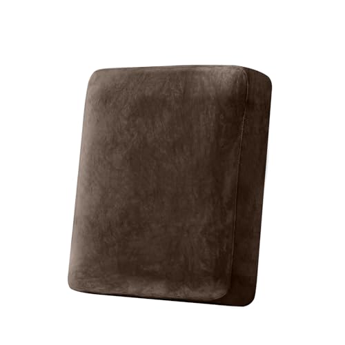 Image of Stretch Silver Fox Velvet Couch Cushion Cover - Soft and Comfortable Fuzzy Slipcover for Chair, Sofa, or Seat Cushion(1 PC for Seat Cushion or Backrest,Coffee)