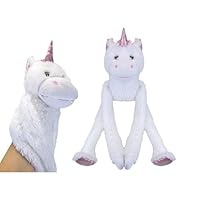 Delightful White & Pink Nuzzle Unicorn Full Body Hand Puppet - 65cm (1 Pc.) - Adorable Design - Ideal Companion for Kids and Adults