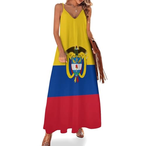 Robe de plage drapeau colombien fluide à fines bretelles