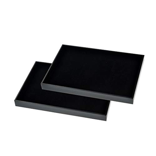 Ginasy Black Velvet Stackable Jewelry Tray Showcase Display(Jewelry Showcase 2PCS)