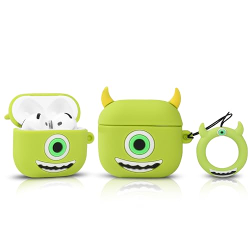 LEWOTE Funda protectora compatible con Apple Airpods 4, divertida y bonita caricatura delgada con llavero (Mike)