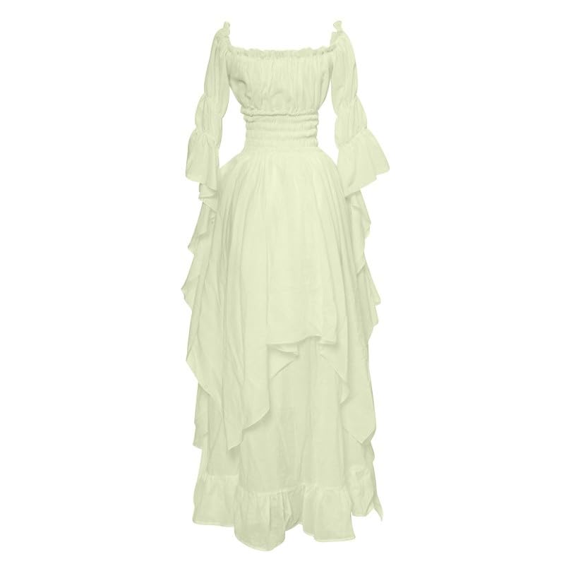 Generisch Mittelalter Kleidung Damen Renaissance Prinzessin Kleider Medieval Dress Hofkleid für Halloween Karneval Kostüm Festliche Viktorianisches...