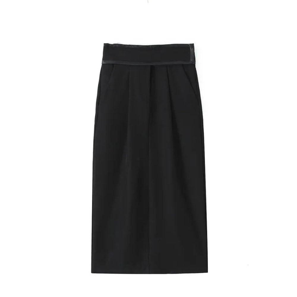 SWEPER Falda Corta De Mujer - Falda Midi De Talle Alto con Pegatina para Mujer, Falda De Corte Recto con Abertura Sencilla para Oficina para Primavera