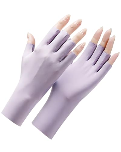 MOPZIJA 1 par Guantes de Protección de UV Guantes sin Dedos de Unisex de Conducer de Longitud de Muñeca,protector sol brazo,guantes sin dedos,guantes moto verano mujer,guantes sin dedos mujer,Morado