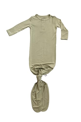 Image of Upton Ave Knotted Gown Baby Newborn, Viscose derived from Bamboo, Infant Sleeper with Mittens, Baby Girl, Baby Boy,