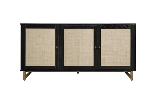 Buffet noir en rotin 120cm pour optimiser les petits espaces