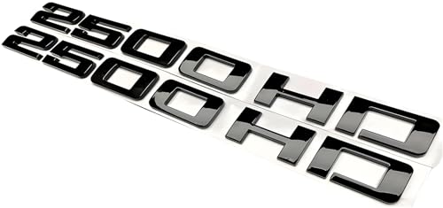 Image of Pair Set 2500Hd 2500 Hd Letter Emblems Badges Replacement for Front Right Left Door Side Nameplates Decals Sticker (Gloss Black)