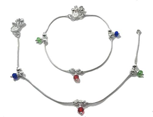 IFH Beauty Indian Bollywood Silver Tone Ankle Bracelet Payal Anklet Women Barefoot Jewelry