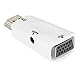 Garsent HDMI zu VGA Adapter 1080P HDMI Buchse zu VGA Buchse Konverter Adapter mit 3.5mm Audio Ausgangskabel(Weiß)