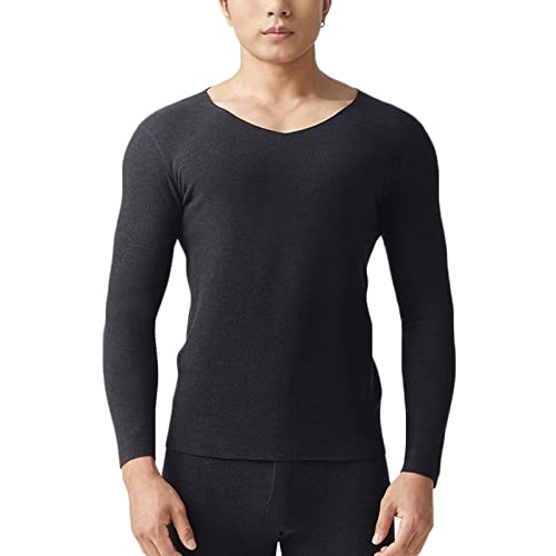 Sous-vêtement chaud homme en polyester thermique col V gris foncé