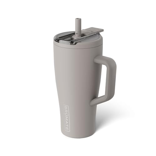 Image of BruMate Era Flip 30oz Tumbler with 100% Leakproof Covered Straw Lid | Hygienic Covered Straw | Insulated Stainless Steel Water Bottle with Handle | Cup Holder Friendly | BPA-Free (Mocha)