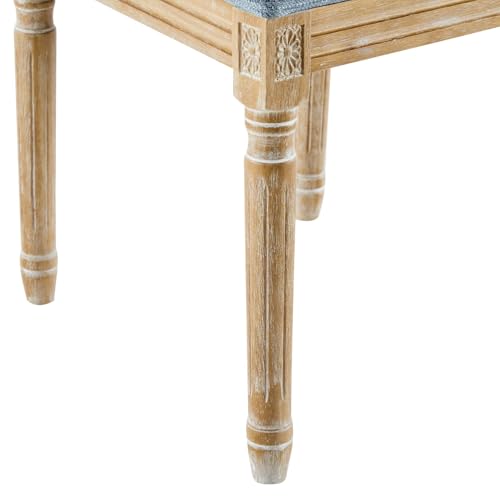 Merax Upholstered Solid Wood Dining Chairs Set of 4, French Country Style Accent Side Seating Furniture for Kitchen, Living Room, Wicker Back, Slate Blue by Merax - Used condition - Image 8