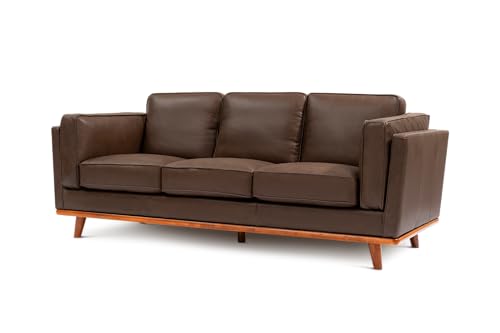 Valencia Artisan Full Leather Sofa 88” | Pure Full Italian Nappa Leather Couch, Solid Wood Accent, Ultimate Comfort, Chocolate