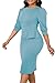 ZVO Blue Elegant Church Dress for Women 3/4 Sleeve Pencil Dress Fashion Crew Neck Midi Dress High Waist Office Work Outfits