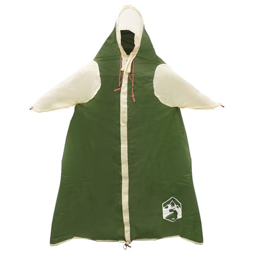 Mhdvray Poncho de Pluie 2 en 1 avec Capuche en Polyester 185T Vert, Abri Léger pour Randonnée et Camping, Bâche de Protection 262 x 126 x 130 cm, Comprend Cordes et Piquets de Sol – vue 4