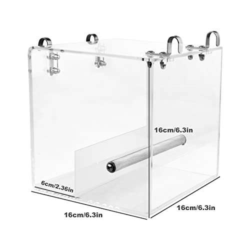 Image of No Mess Bird Feeder for Cage - Automatic Bird Feeder Transparent Food Container Acrylic No Spill Cage Seed Catcher with Stainless Steel Hooks for Parrot Parakeet Cockatiels Lovebirds