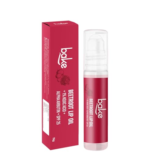BAKE Kojic Acid Lip Balm Oil, 1% with Alpha Arbutin, Beetroot Tinted, SPF 25 PA++++, 15g