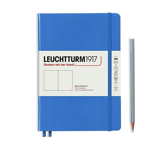 Image of LEUCHTTURM1917 - Notebook Hardcover Medium A5-251 Numbered Pages for Writing and Journaling (Denim, Plain)