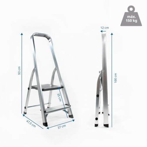 Escalera hjh OFFICE 801102 de aluminio con 2 peldaños, modelo Solid I 7