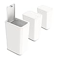 N. NETDOT 3 Pack 1.8 Gallon Small Trash Can with Lid, Bathroom Garbage Can with Pop-Up Lid, Waste Basket for Bathroom, Kitchen, Bedroom, Powder Room, Craft Room, Office, College (Off White)