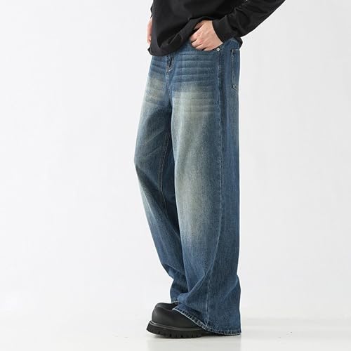 Mens Baggy Jeans Hip Hop Wide Leg Jeans Mens Trendy Casual Y2k Denim Pants Long Trousers Streetwear3