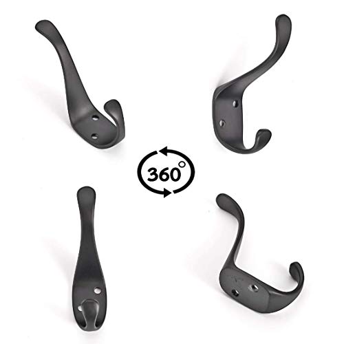 10-Pack Elegant Coat Hooks Wall Mounted, Decorative Heavy Duty Double Matt Black Wall Hooks For Hanging, Coat Hooks, Purse Rack, Hat Hooks With Screws By Ambipolar #TOP5