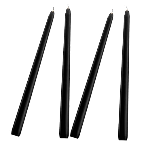 Mobestech 4pièces Bougies Coniques Noires Mèche Coton Non Parfumées Pour Dîners Et Événements Halloween