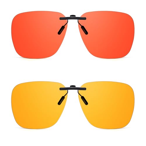 Image of DreamCalf 2 Pack Clip On Blue Light Glasses for Women Men, Fit Over Prescription Eyewear Reduce Computer Eye Strain