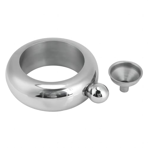 VIFER Botella de Vino Brazalete/Pulsera en Forma de Petaca de Acero Inoxidable Botella de Vino Whisky Drinkware + Embudo (Plata)