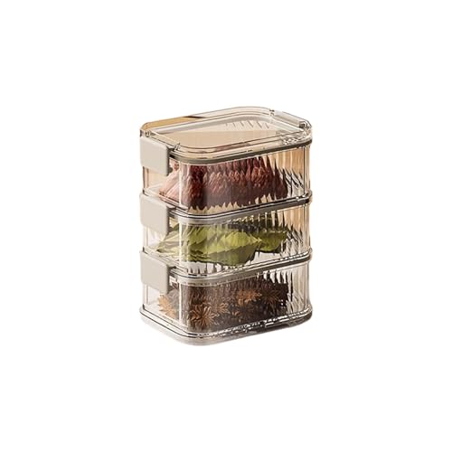 Contenedor apilable de almacenamiento de especias con tapa, organizador de cocina multicapa de grado alimenticio para condimentos, tarros de sal y pimienta con tapa sellada