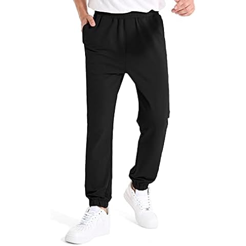 M MOTEEPI Mens Sweatpants with Pockets Jogger Sweatpants Sports Workout Casual Lounge 28" Sweat Pants Male, Black, Large Cover