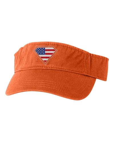 One Size Orange Visor Super Flag Diamond USA Patriotic Embroidered Visor Dad Hat