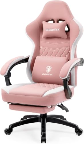 Image of Dowinx High Back Tech Fabric Gaming Chair with Wide Seat, Pink White