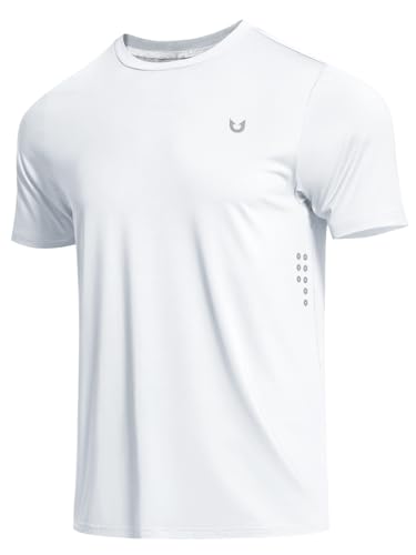NORTHYARD Mens Athletic Running Shirts Short Sleeve Workout T-Shirts Quick Dry Lightweight Active Tee Gym Sports Performance White L