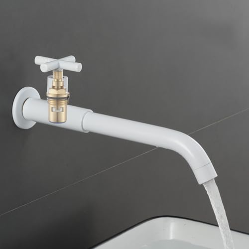 Robinet mural blanc gain de place lavabo eau froide à bec pivotant 360
