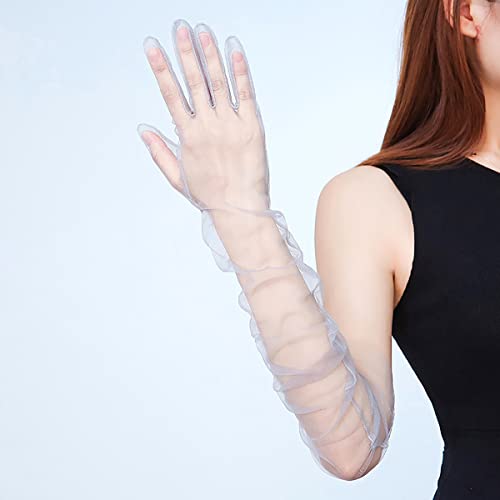 Howriis Women's Long Sheer Tulle Wedding Bridal Gloves Solid Color Elbow Length Opera Party Gloves (Lavender, One Size) #TOP1